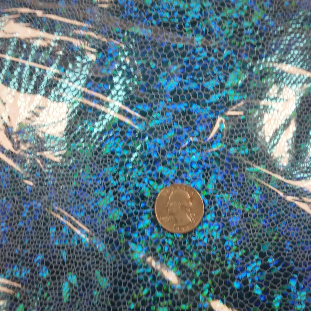 FABRIC The Witching Hour Holographic Foil Mini Scale Aqua, 6 Yard Sealed Bolt